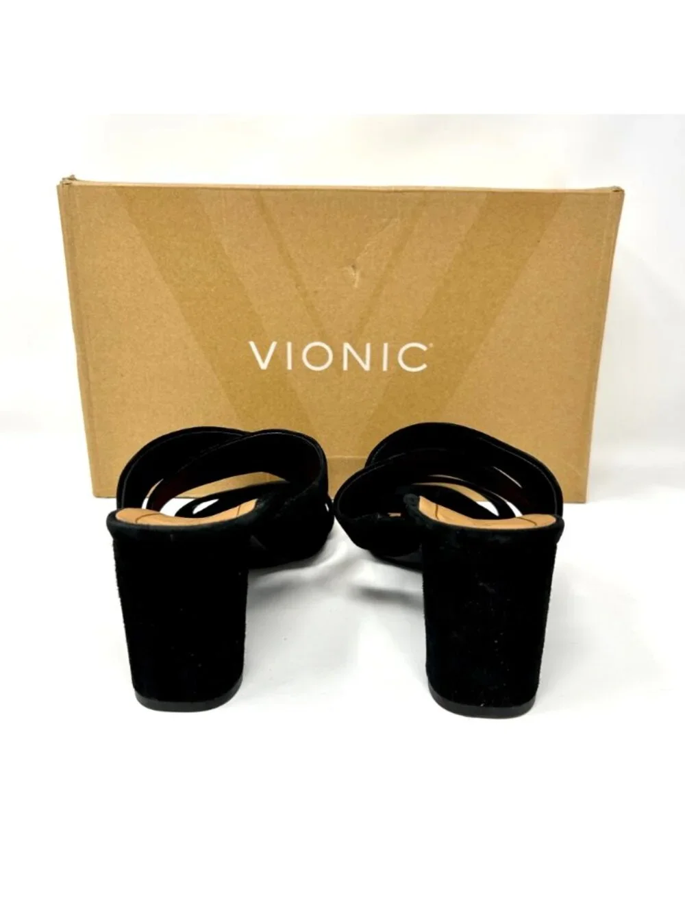 Vionic Merlot Women's Black Suede Slide Sandals Size 7.5 W Arch Support Comfort
